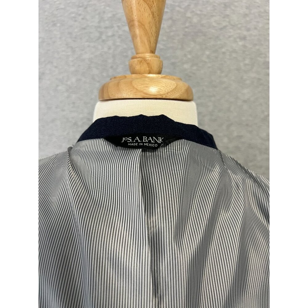 Jos A Bank Navy Sport Jacket Blazer Mens 43‎ Regular Classic Linen Wool Blend - Picture 9 of 16